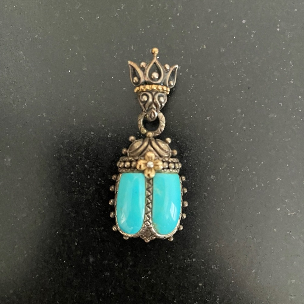 Barbara Bixby Scarab Pendant Sterling/18k